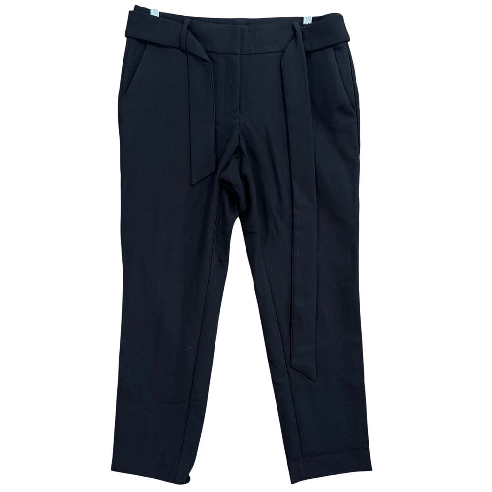 LOFT Womens Pants Black Julie Mid Rise Belted Fit Office Corpcore Stretch 6